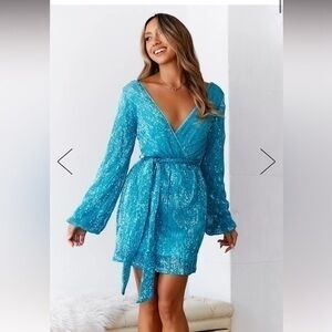 HELLO MOLLY | Static Memory Sequin Long Sleeve Mini Dress